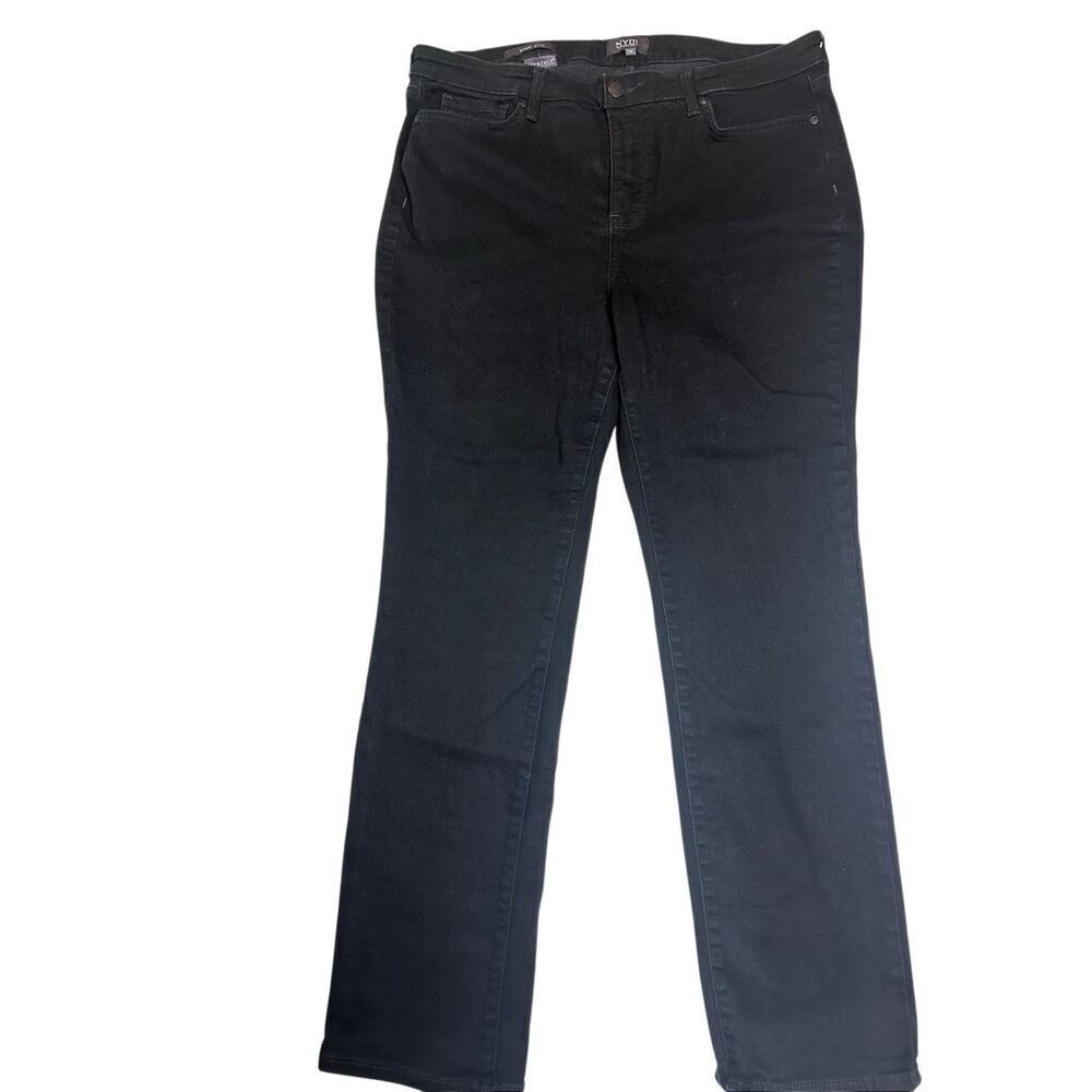 NYDJ Women's Black Liftxtuck Technology Sheri Slim Jeans Size 14